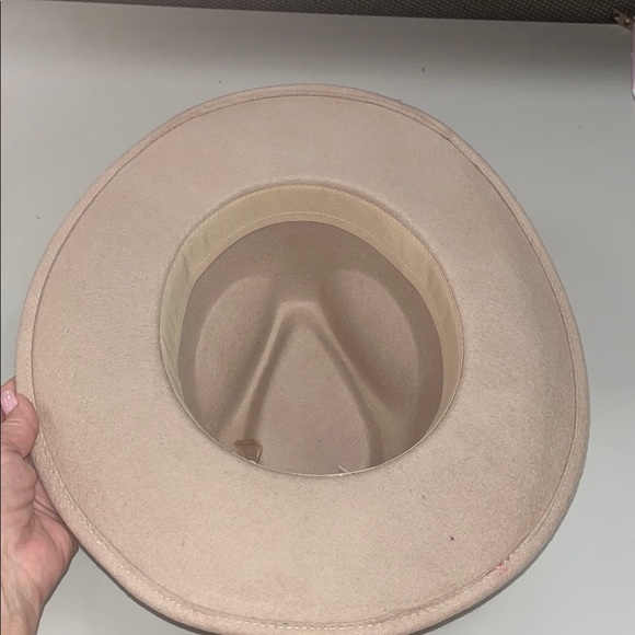 Elegant Pale Pink / Cream Fedora Hat ladies one size 100% wool - preowned - Picture 8 of 9